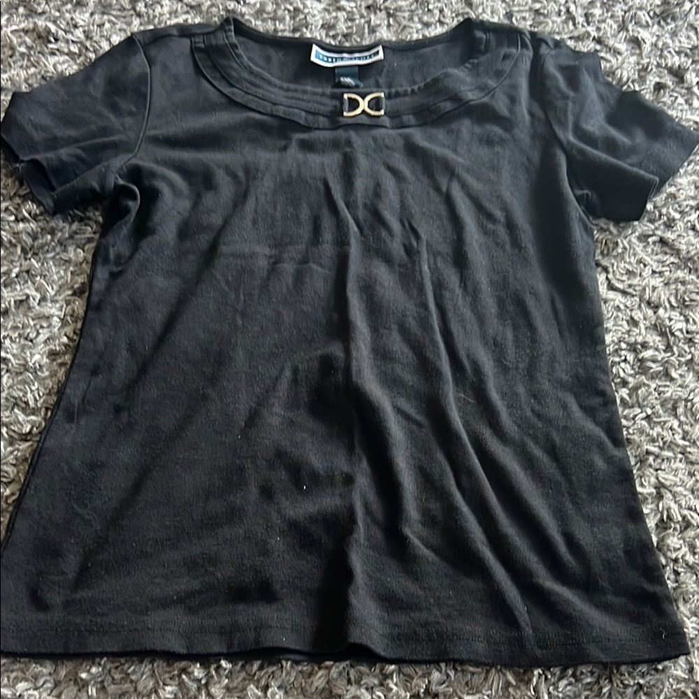 Karen Scott Black Top with Gold Detail